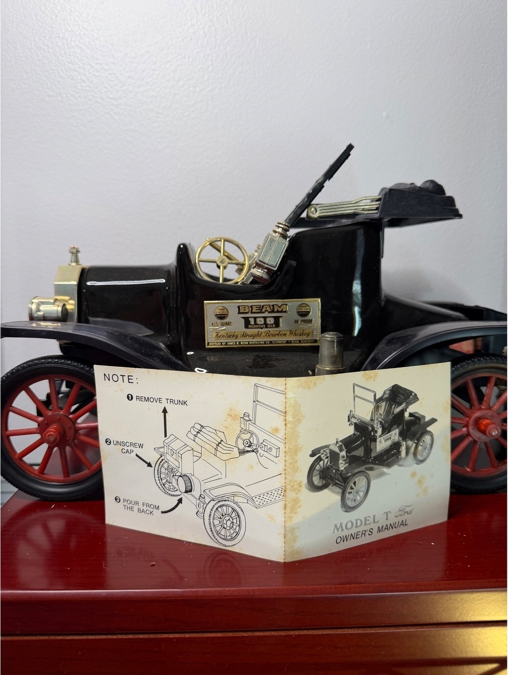 Beam Model T Ford Commemorative Bourbon Bottle with Original Box and Manual